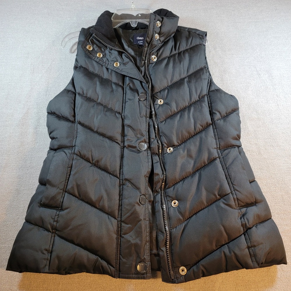 Gap Puffer Vest Womens XS Black Excellent Quilted Fleece Lined Mock Neck 766